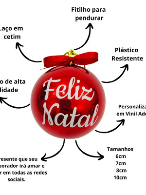 Bolinhas natal personalizadas com nome 7cm kit com 4 un