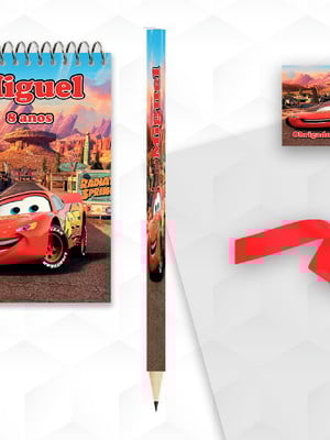 Bloquinho com lápis carros personalizado