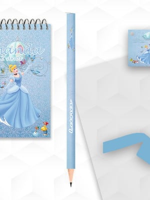 Bloquinho com lápis cinderela personalizado