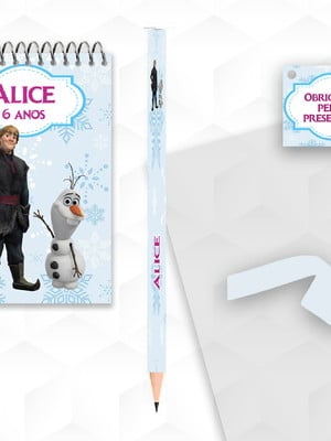 Bloquinho com lápis olaf personalizado