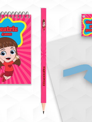 Bloquinho com lápis gigi personalizado