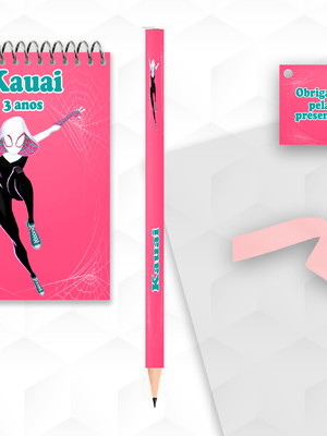 Bloquinho com lápis gwen personalizado