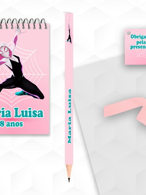 Bloquinho com lápis gwen personalizado