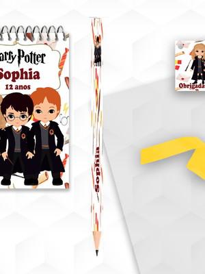 Bloquinho com lápis harry potter personalizado