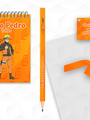 Bloquinho com lápis naruto personalizado