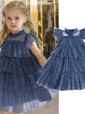 Vestido infantil festa tule galáxia 8 anos (380-8)