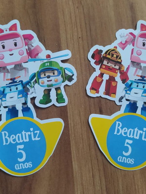 Adesivo para sacolinha surpresa robocar poli
