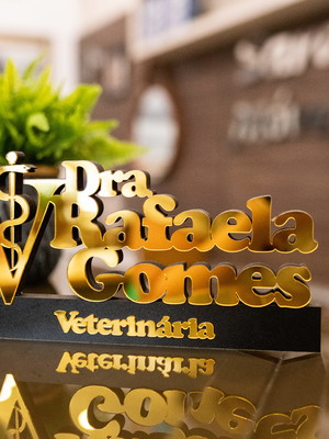 Placa profissão veterinária mdf + acrílico espelhado