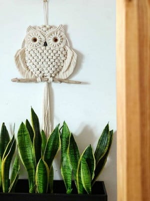Coruja decorativa em macrame