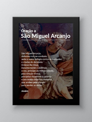 Quadro oração a são miguel arcanjo-a4 com vidro