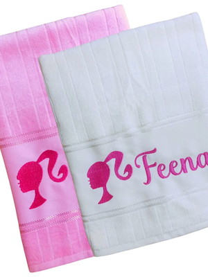 Kit toalha de banho e rosto barbie
