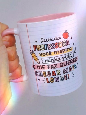 Caneca - dia dos professores (alça e interior colorido)