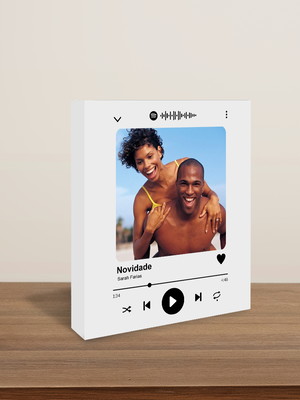 Foto polaroid de mesa em mdf personalizado musica spotify