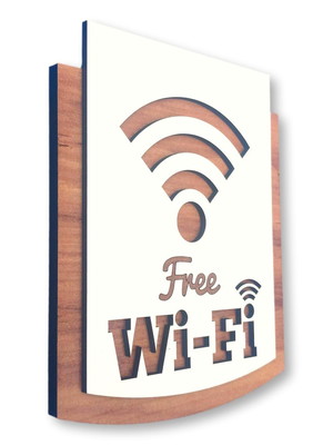 Placa de sinalização | wi-fi - mdf 30x13cm ref.: pe0092-a