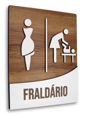 Placa de sinalização | feminino e fraldário - mdf 18x14cm