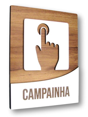 Placa de sinalização | campainha - mdf 18x14cm ref.: rt0025