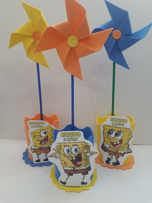 Kit 25 unidades -centro de mesa bob esponja