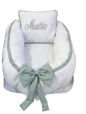 Ninho redutor com almofada personalizada -branco com cinza