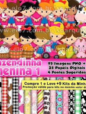 Kit digital fazendinha menina