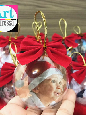 Kit com 200 bolas de natal personalizadas com foto