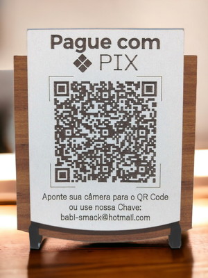 Placa de sinalização | pix - qr code - mdf 15x13cm