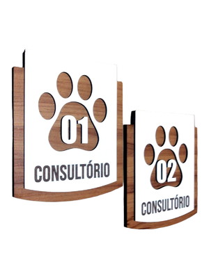 Kit placa de sinalização - pet | com 2 peças mdf 15x13cm