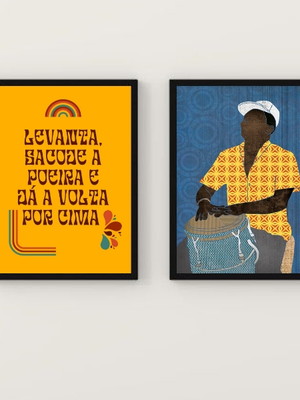 Kit 2 quadros samba sambista sacode a poeira