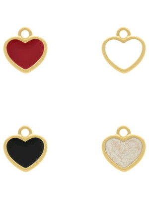 Pingente coração 16mm resina e dourado (acima de 10 unid)