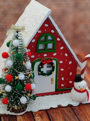 Casinha miniatura de natal com led