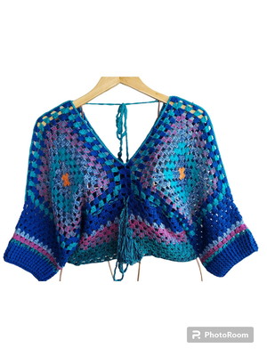 Cropped prisma azul