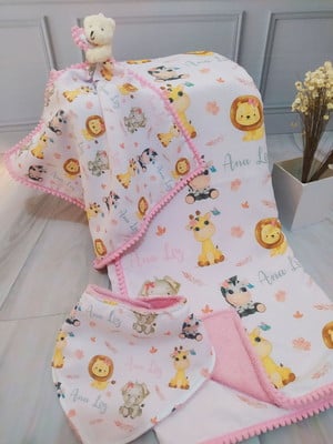 Kit manta,naninha e babador personalizado