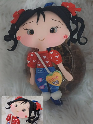Tiara infantil de boneca biscuit vermelha