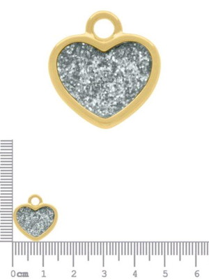 Pingente coração 16mm glitter e dourado (acima de 02 unid)=