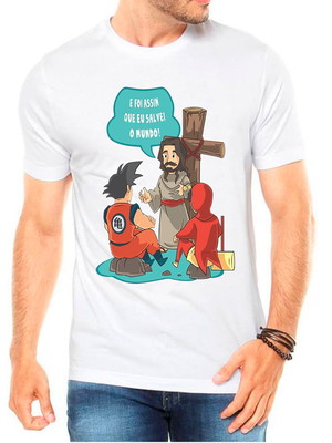 Camiseta jesus goku chapolin moda evangélica masculina