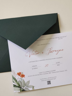 Convite casamento envelope verde escuro
