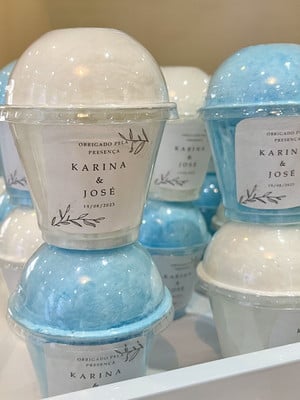 Algodão doce no pote personalizado tampa bolha 266ml