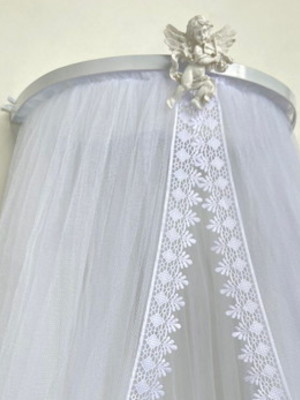 Dossel de anjo com mosquiteiro renda bebê enxoval tule