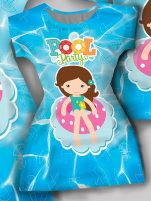 Vestido infantil temático pool party (encomenda)