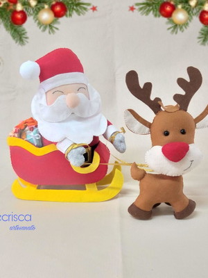 Papai noel no trenó em feltro