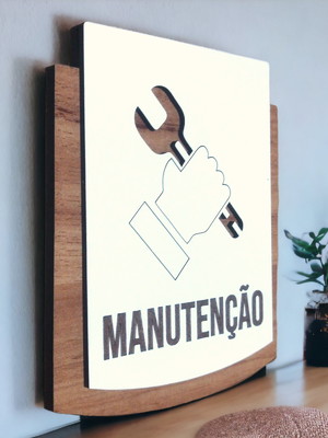 Placa de sinalização | manutenção - mdf 15x13cm ref.: pe0299