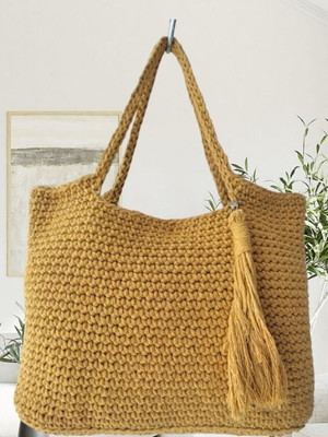 Bolsa de crochê/bolsa sacola/bolsa de barbante/bolsa de prai