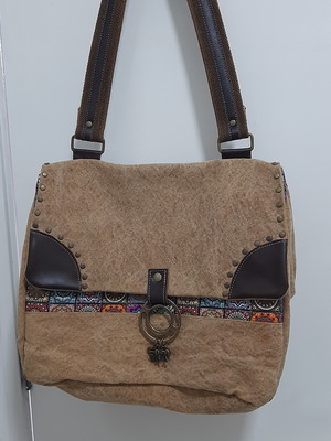 Bolsa anabel em lona couro e tecido digital