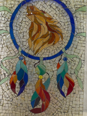Vitral em mosaico de vidro