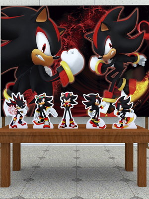 Kit festa prata painel + display sonic shadow the hedgehog