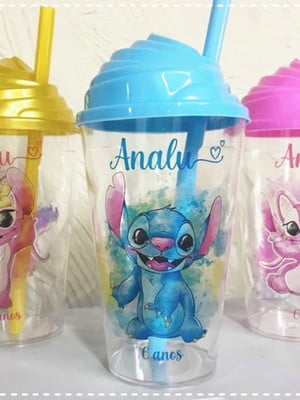 Copo chantilly 500 ml personalizado- stitch e angel