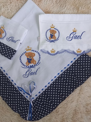 Manta para bebê, fralda e toalhinha personalizados