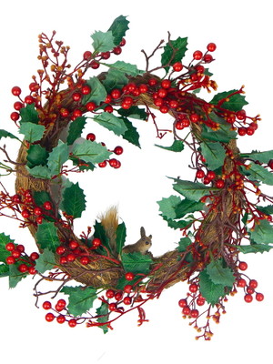 Guirlanda de natal grande feita com base de palha natural