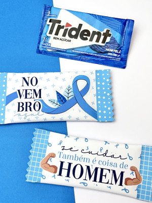 Chiclete trident personalizado - novembro azul