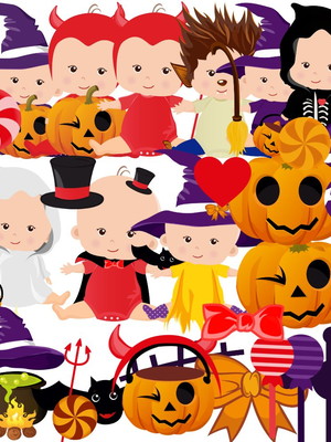 Arquivo digital-(2372) kit 34 elementos png halloween