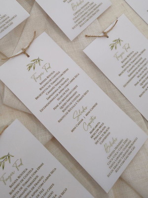 Menu translúcido para casamento